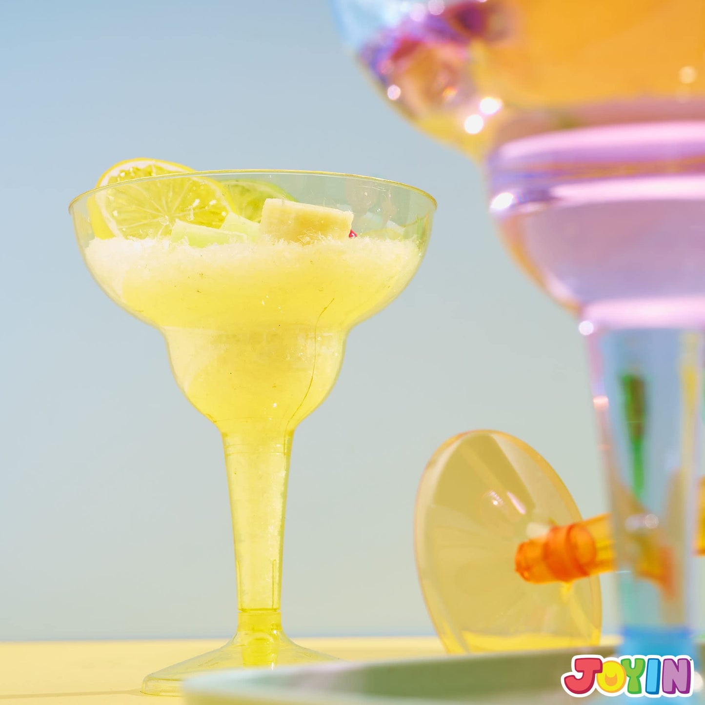 JOYIN 48PCS Plastic Margarita Glasses Cups, 12 oz Neon Disposable Cocktail Cup, Drink Cups for Cinco De Mayo Fiesta Decoration, Mexican Theme Party Supplies
