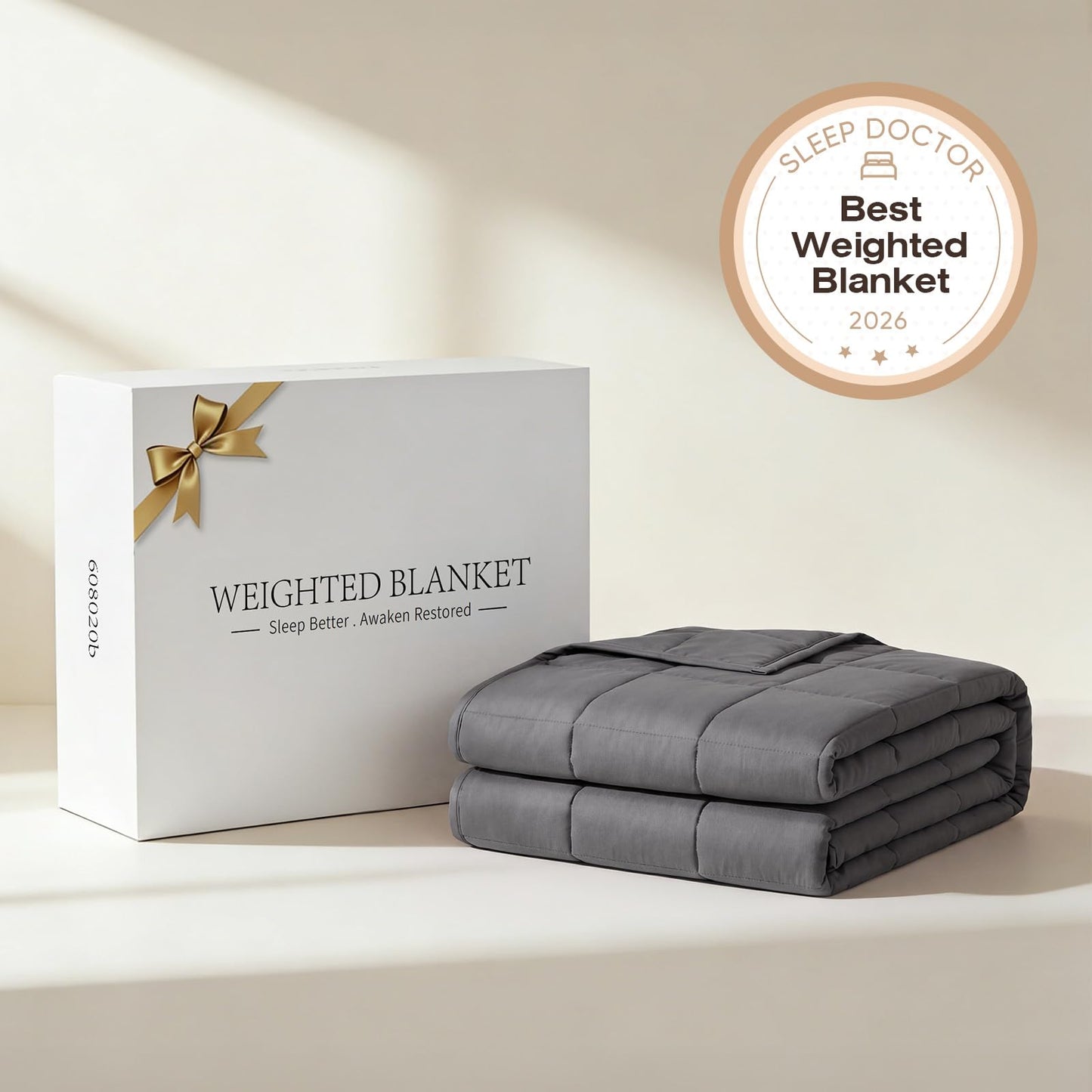 Weighted Blanket for Adults (20lbs, 60"x80") Heavy Blanket with Premium Glass, Cooling Weighted Blanket for Sleeping, Queen Size Perfect for 190-210 lbs, Soft Breathable Blanket, Dark Grey
