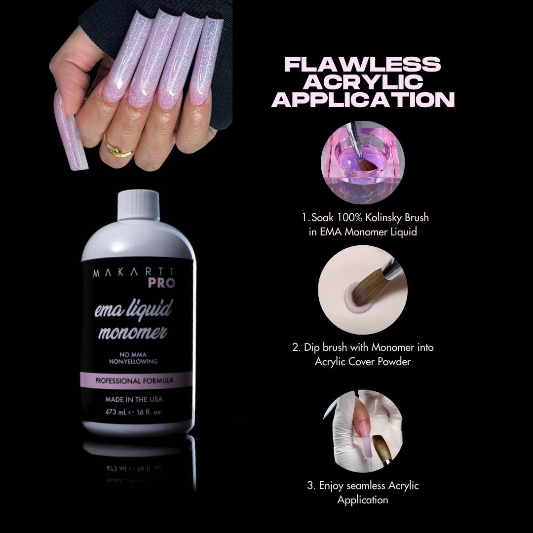 MakarttPro EMA Acrylic Liquid Monomer 946 ml/32 FL Oz, Low Odor & Non-Yellowing Acrylic Nail Liquid, Medium to Fast Setting Professional Nail Liquid for Nail Technicians. (16 Fl Oz)