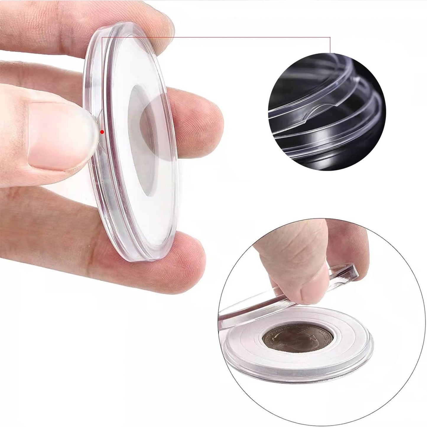 20-46 mm Wooden Coin Holder, 60 pcs Highly Transparent Capsules With Foam Gasket, Collector Case, Professional Storage Box for Collection (Bronze)