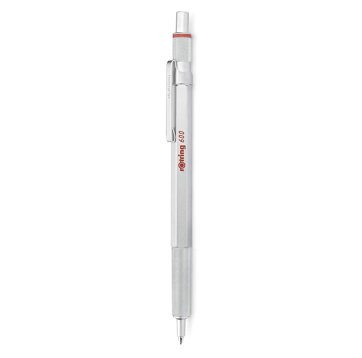 rOtring 600 Ballpoint Pen Medium Point Black Ink Silver Metal Barrel Refillable