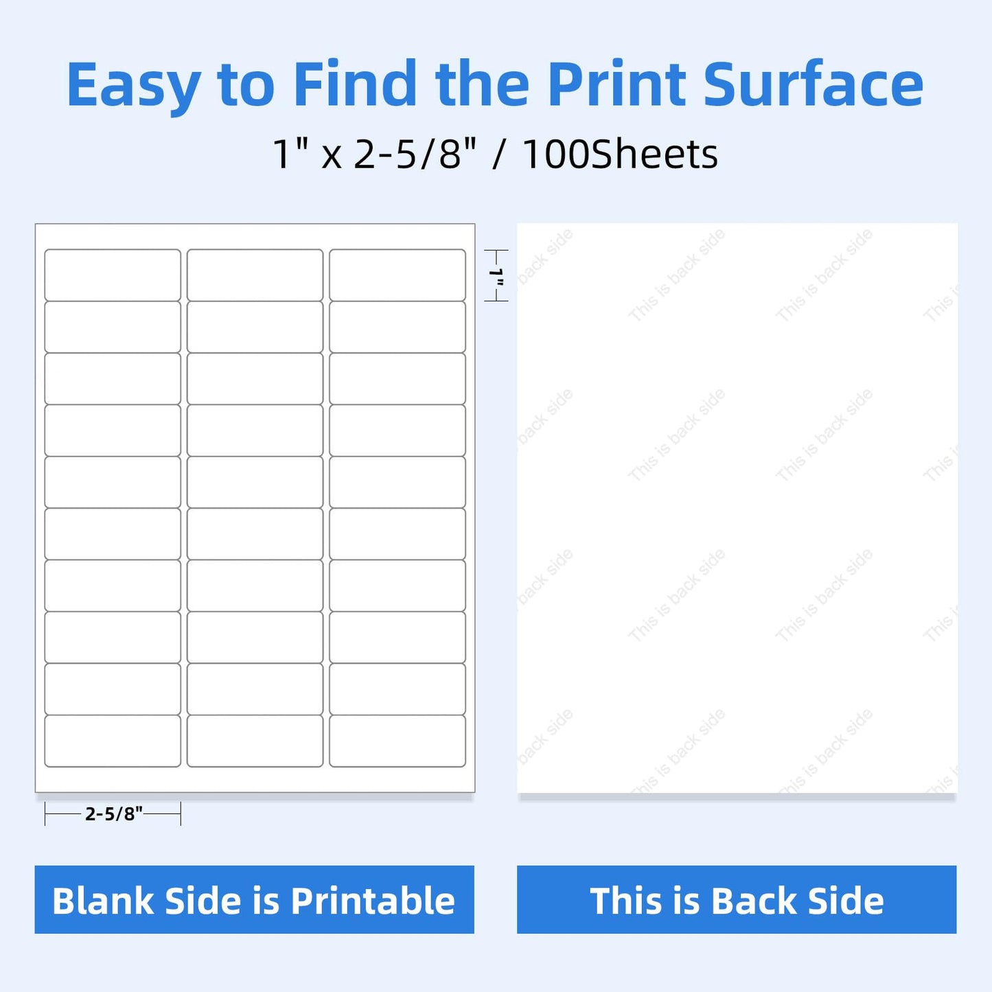 Printholic 15000 30 Per Sheet Self Adhesive 1" x 2-5/8" Address Shipping Labels for Laser & Inkjet Printers - 500 Sheets, 30 Per Labels Per Page, 30 up Labels