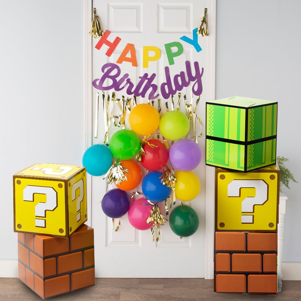 SUYEPER 6PCS Big Party Boxes For Birthday Party Question Brick Pipe Box For Party Game Party Favor Props Boxes (11.8 x 11.8 Inch)