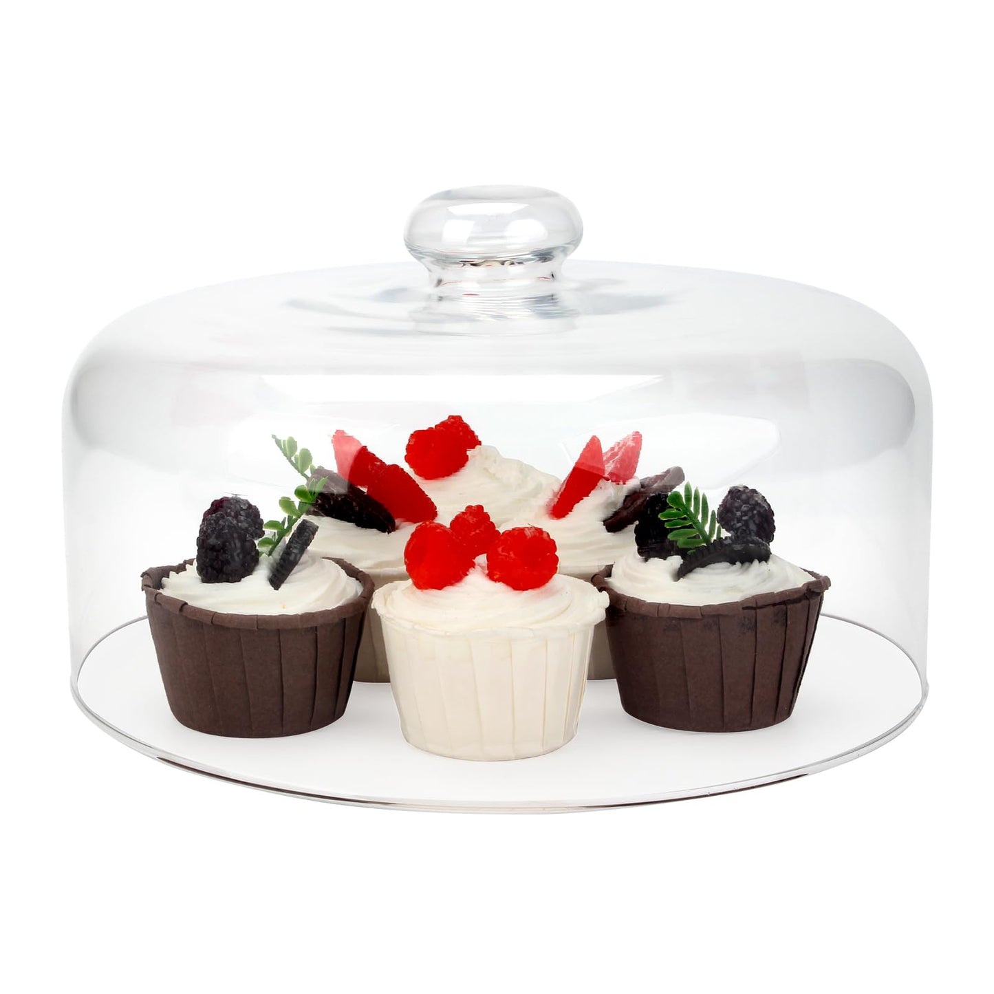 KVMORZE 11 Inch Clear Cake Dome Cover, Glass Round Cake Stand Cover, Pastry Display Cloche for Food Service, Cake Cover Lid for Cake Stand Cake Plate Display Serving Platter (11 Inch - Glass)