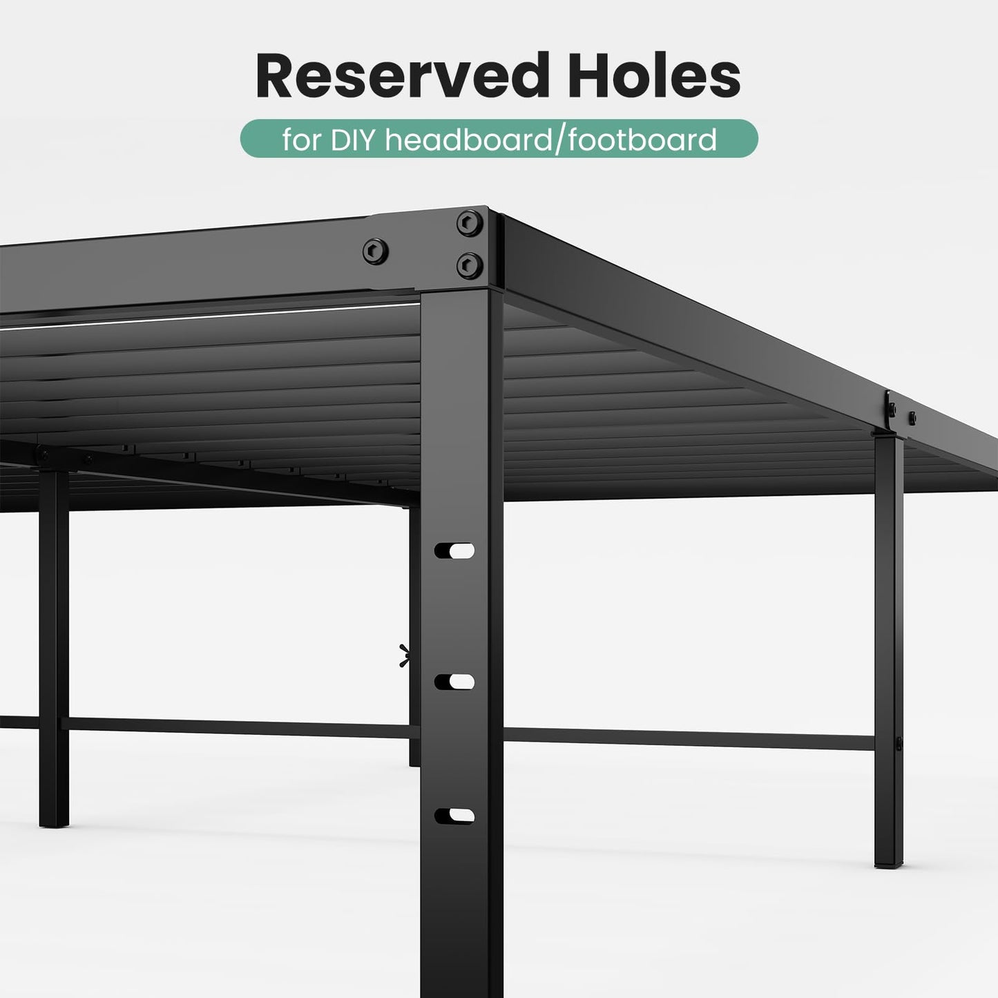 Sweetcrispy Full Size 18 Inch Platform Bed Frame, Heavy Duty Metal Foundation Frame, Noise-Free Sturdy Steel Slats, Underbed Storage, No Box Spring Needed, Quick Setup