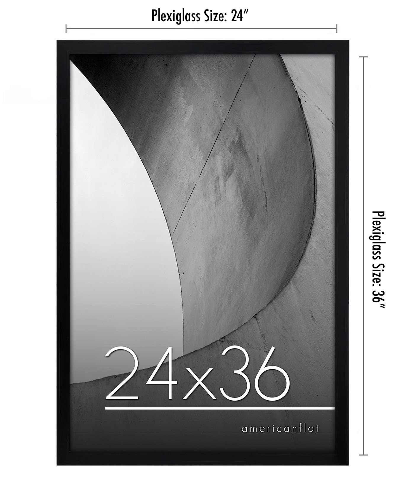 Americanflat 24x36 Poster Frame with Polished Plexiglass - Streamline Collection - Thin Border Picture Frame for Wall Display - Hanging Hardware Included - Black