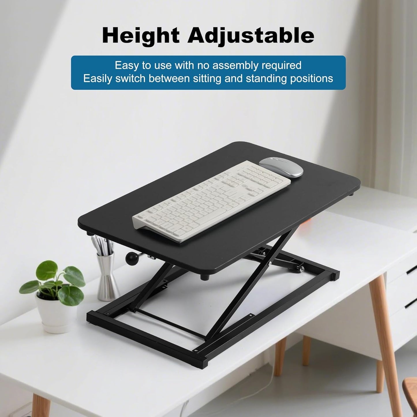 Height Adjustable Standing Desk Converter,Computer Keyboard Stand for Desktop,Keyboard Riser for Stand Up Desk Riser,Computer Workstations for Laptop and Single Monitor Office Use,Size 23.6 Inch