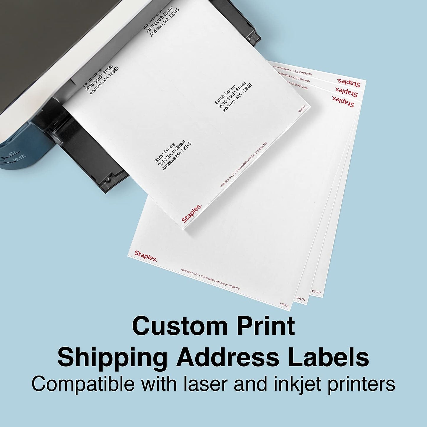 Staples 3-1/2" x 5" Shipping Labels, Bright White – Printable Laser & Inkjet Labels for Packages and Mailing