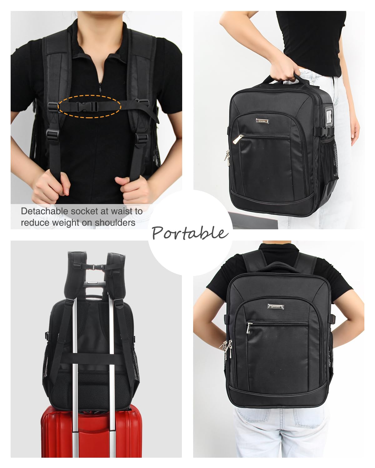 Makeup Backpack Makeup Artist Bag Professional Makeup Bag Extra Large Makeup Case Travel Train Case Storage Organizer Large Capacity Cosmetic Case with 4 Small Bag (Black, Large)