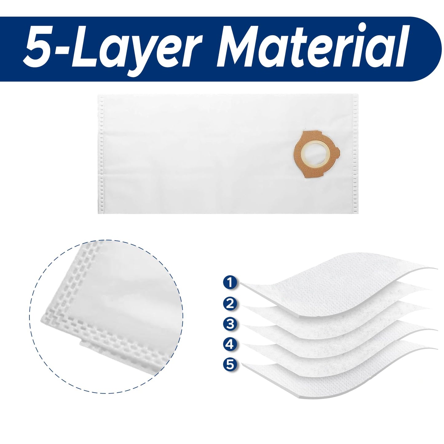 49-90-2016 Fleece Dust Bags for Milwaukee 0960-20, 0960-21 M12 FUEL 1.6 Gallon Wet/Dry Vacuum & 0970-20 M18 FUEL 2.5 Gallon Wet/Dry Vacuum, Fleece Dust Bags for M12 Fuel and M18 Fuel Vacuum-10pcs