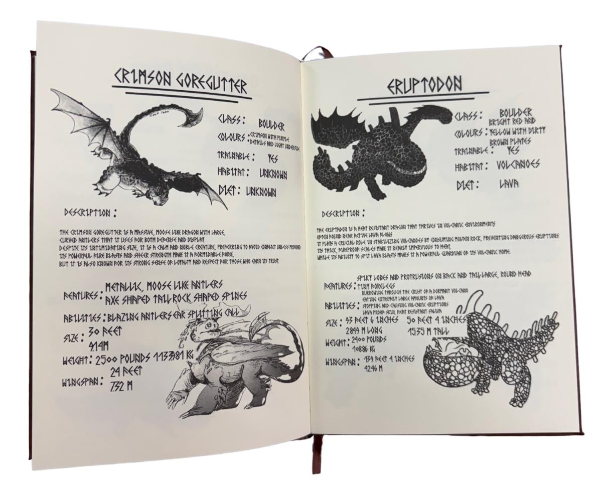 Costumeteers Bork the Bold Dragon Manual Replica Book Viking Fantasy Cosplay Berk Journal Prop HTTYD Faux Leather Cover Printed Pages Brown