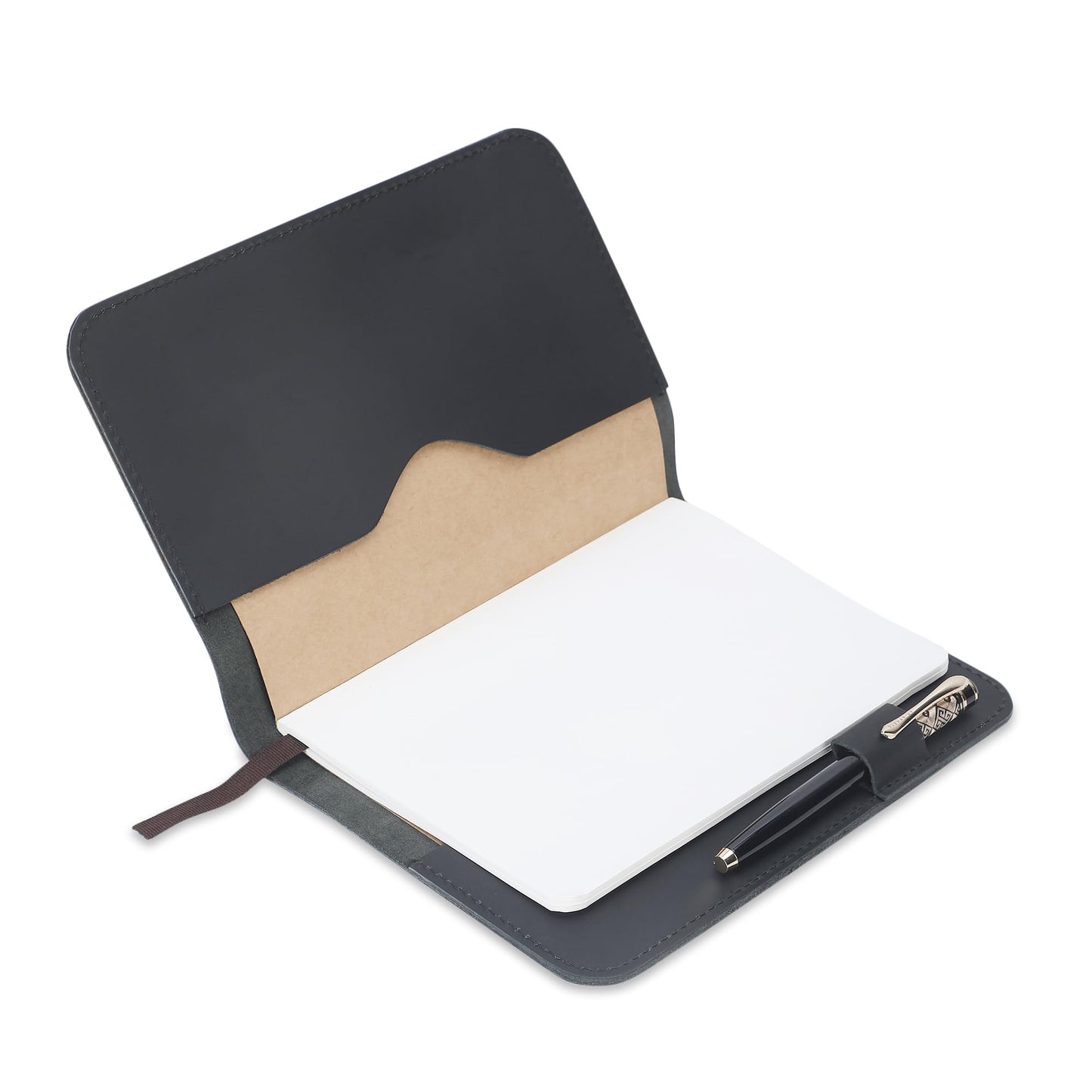 CestAntiQ, A5 Leather journal cover, Refillable Journal Cover for Large and Medium A5, Leather Handmade Notebook Cover, 9 x 6 Inches Leather Bound Journal (Black)