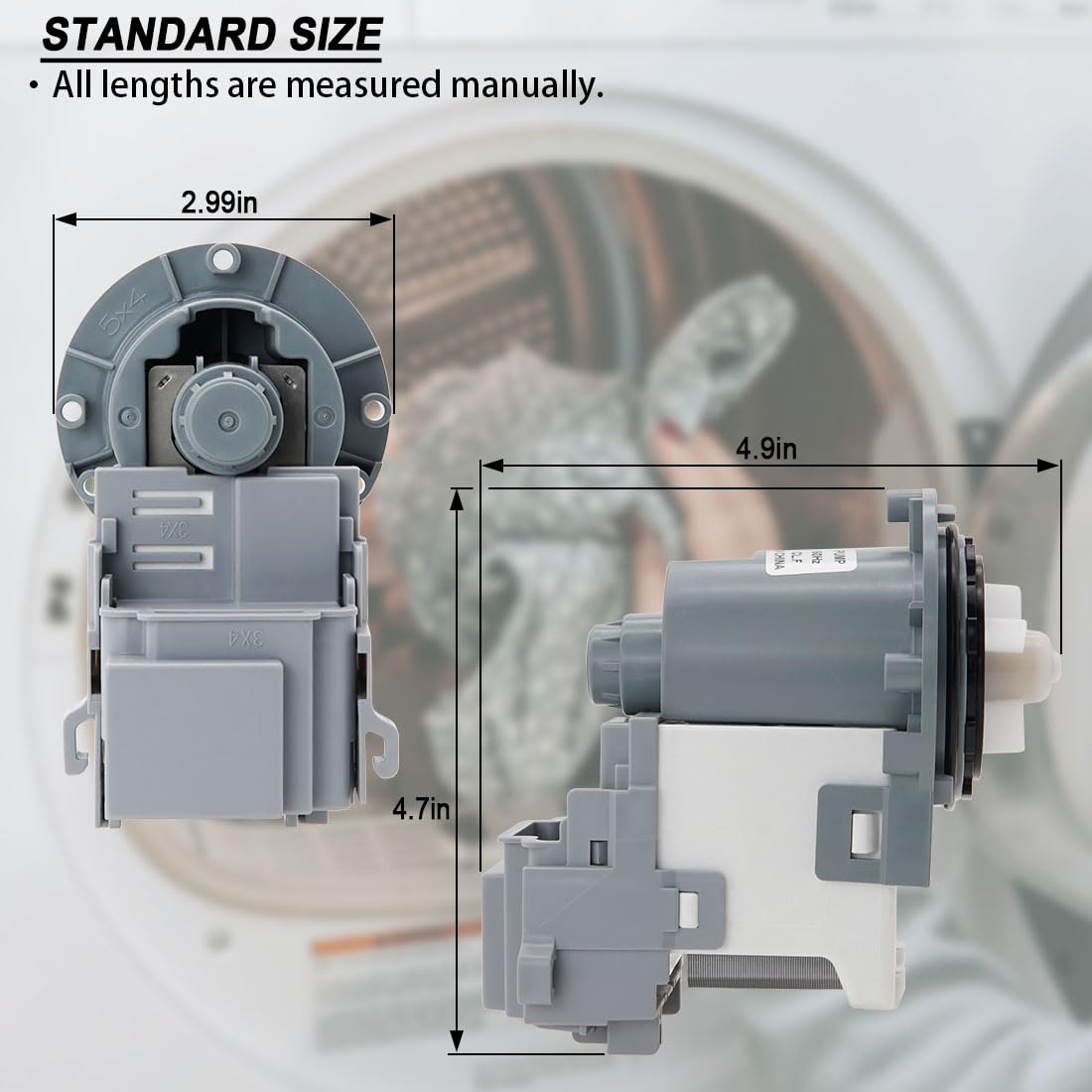 Washer Drain Pump Motor by SupHomie - Replacement For Samsung WF45K6200AZ/A2 WF45K6500AV/A2 WF45K6500AW/A2 WF45M5500AW/A5 WF45N5300AF/US WF45H6300AG/A2 (ONLY MOTOR)