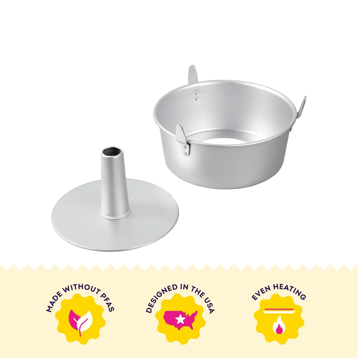 Wilton Aluminum Angel Food Tube Cake Pan - Natural Anodized Aluminum Baking Pan - Made Without PFAS - Will Not Rust - Offers Even Heating - 10 x 4 Inches