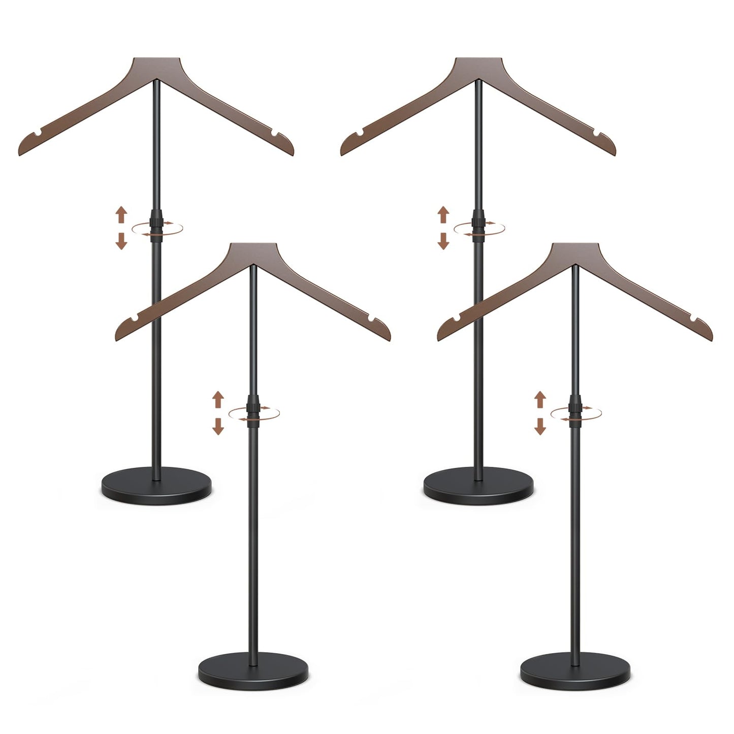 OLV 4 Pack Shirt Display Stand, 18-34 Inch Height Adjustable Mannequin Torso Stand Dress Form for Vendors Shop, T Shirt Display Jacket Coat Hanger Steaming Clothes Holder, Brown
