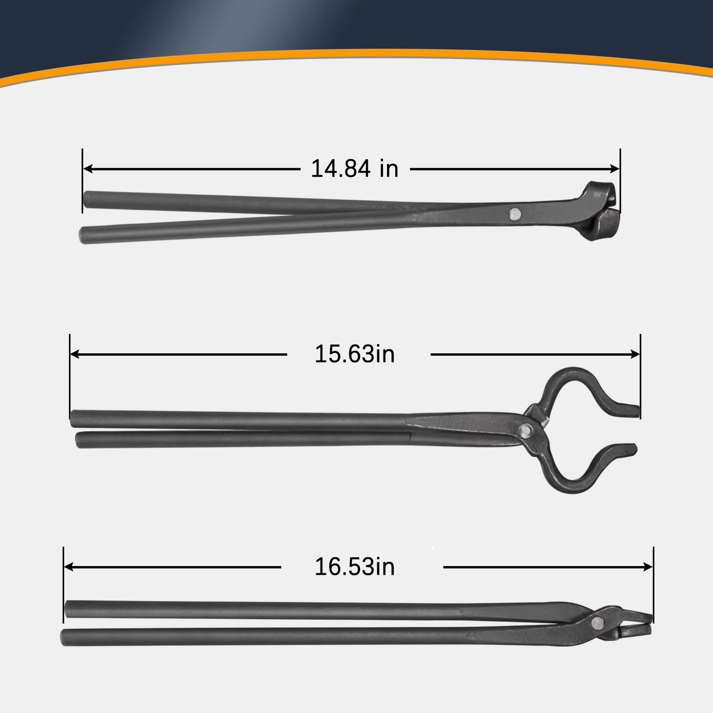 V-SEK Blacksmith Tongs Set - V-Bit Blade, Flat, and Assembled Tongs for Knife Making, Blacksmithing, and Bladesmithing (3PCS Steel Forge Tongs)