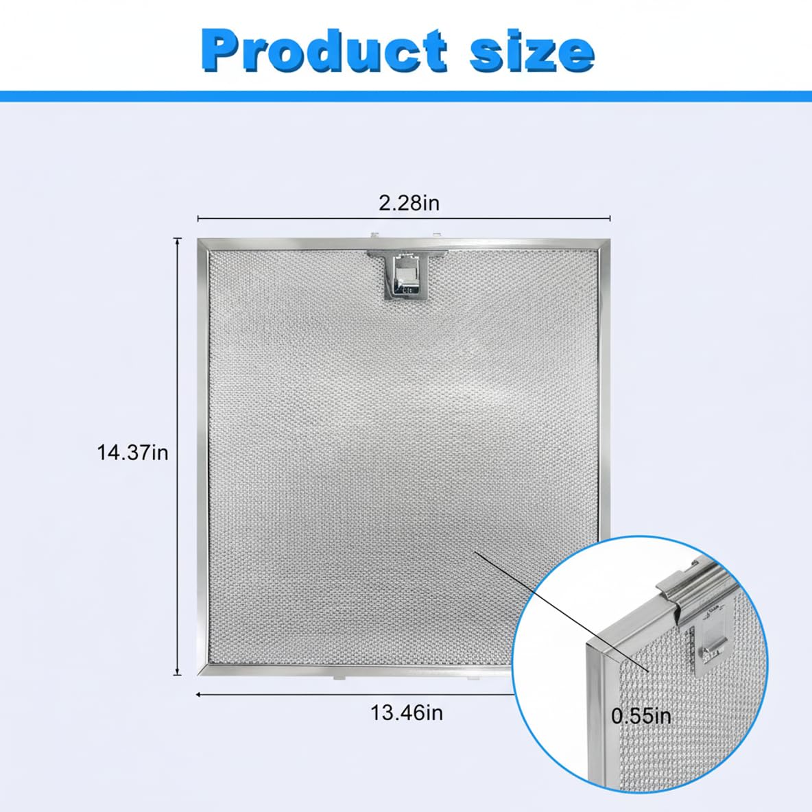 WA0575 Range Hood Filter 14-3/8" x 13-1/2" - 2 Pack, 5-Layer Aluminum Mesh Grease Filter Replacement for Vissani 30-inch Pyramid or Wall Mount Range Hood