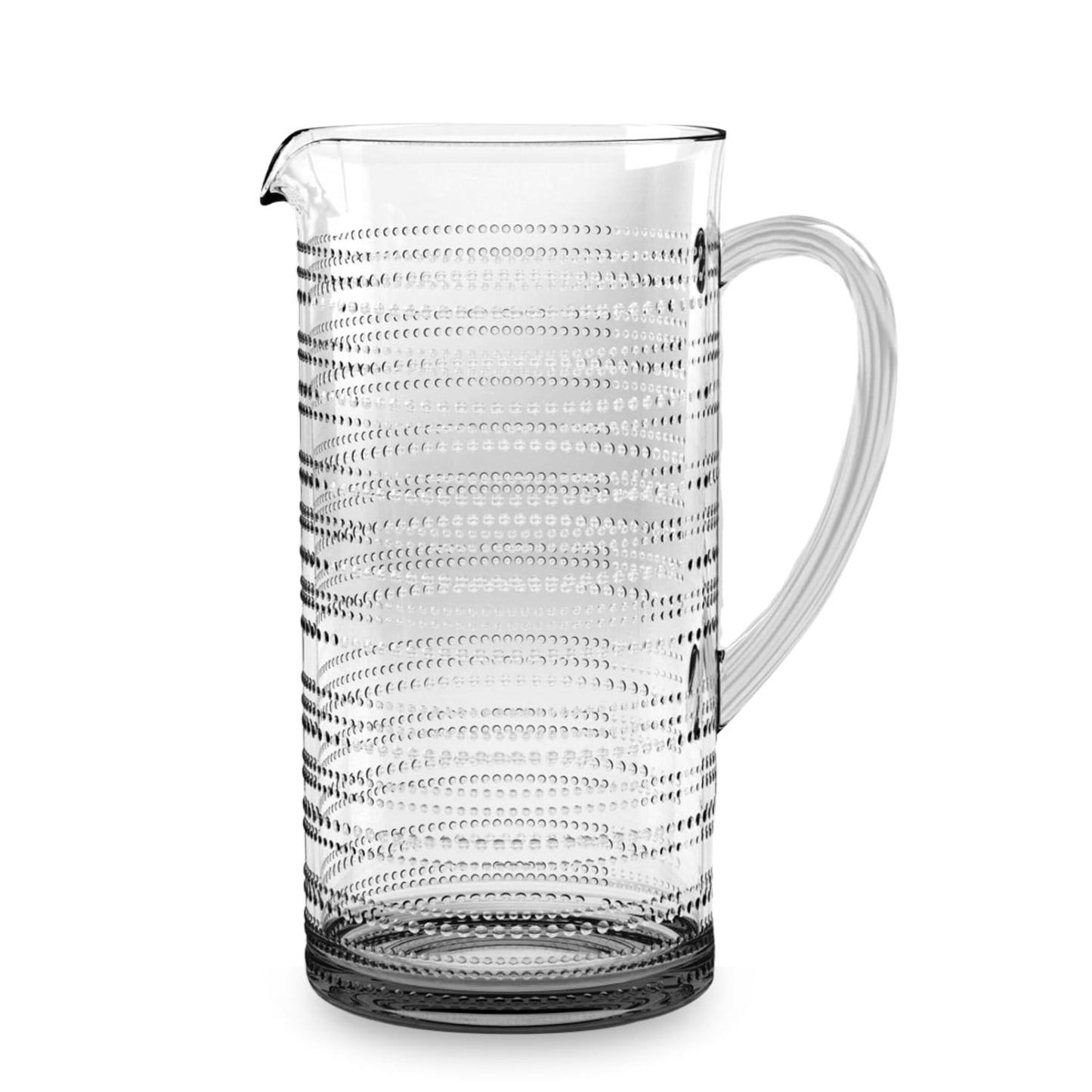Abode Homewares Beaded 95 oz Durable Acrylic Pitcher with Handle, Shatter-Resistant and Dishwasher-Safe Indoor/Outdoor Ice Tea Jug for Juice, Lemonade, Milk, Coffee, Cold or Hot Beverages - Clear