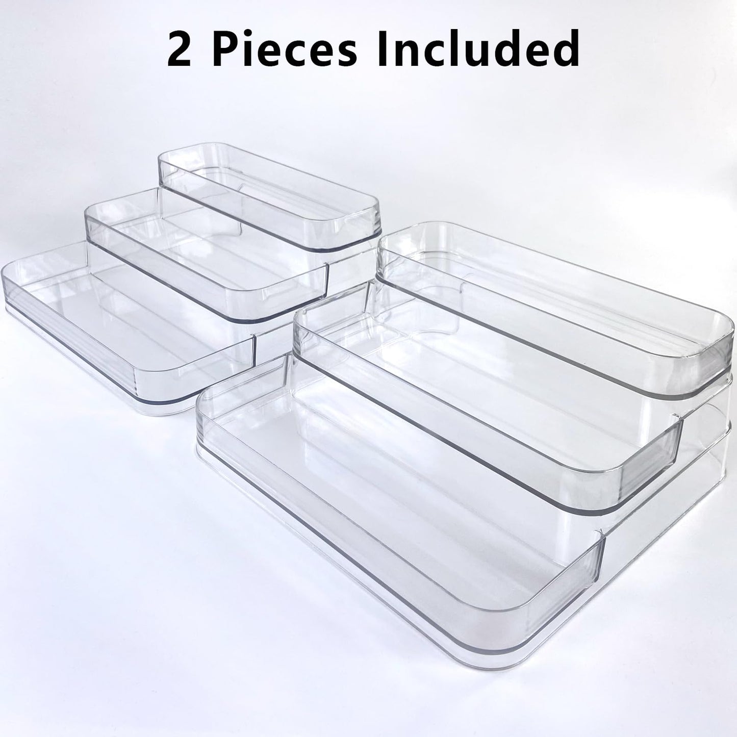 Rusnugic Perfume Organizer - 2 Pack Three-Tiered Shelf - Perfume Lotion Skincare Stand, Spice Vitamins Medicine Bottles Holder,Sturdy Clear Rack for Kitchen Bathroom Countertop Cabinet Storage