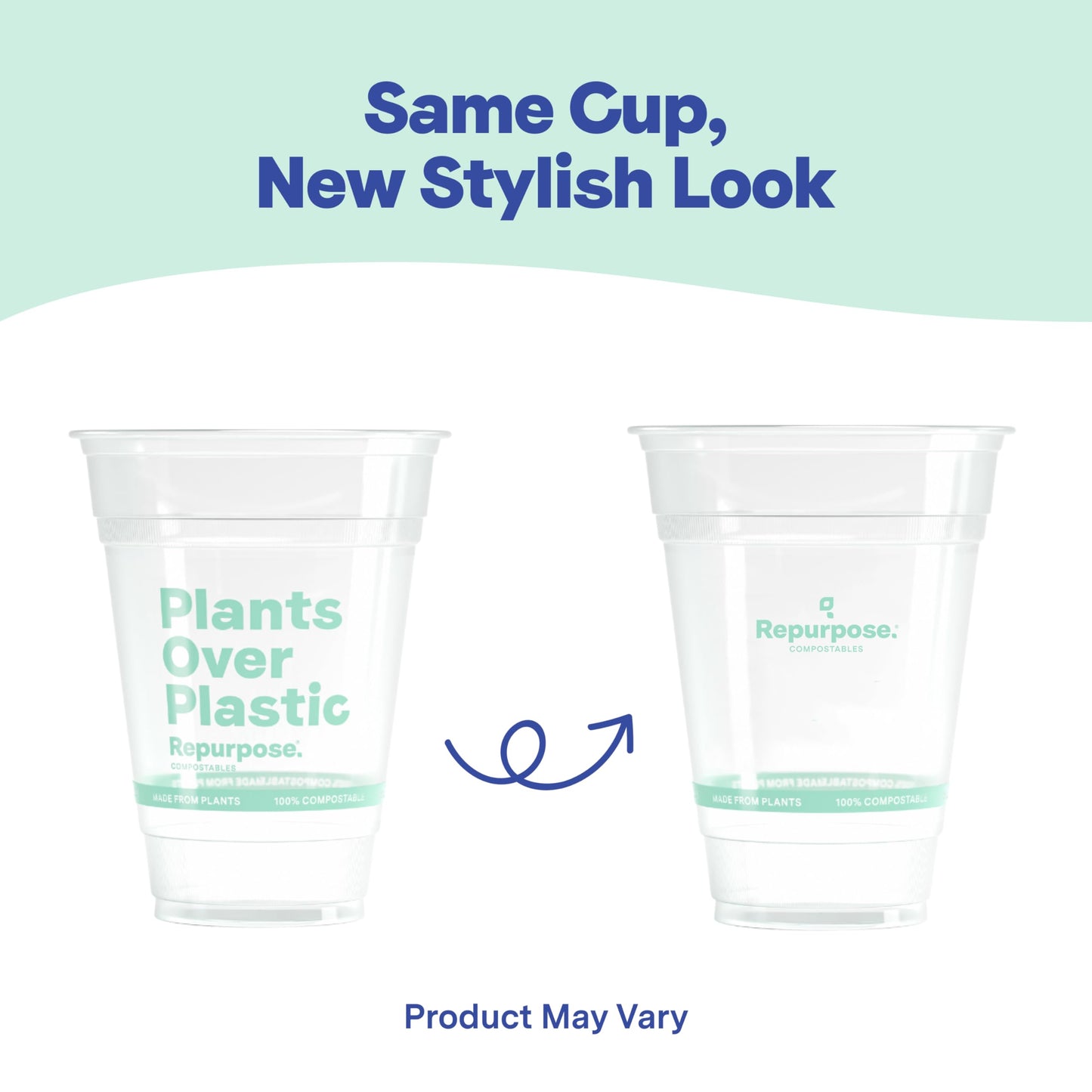 Repurpose 100% Plant-Based Clear Cold Cups, 16oz, 100 Count, BPA Free, No PFAS Added