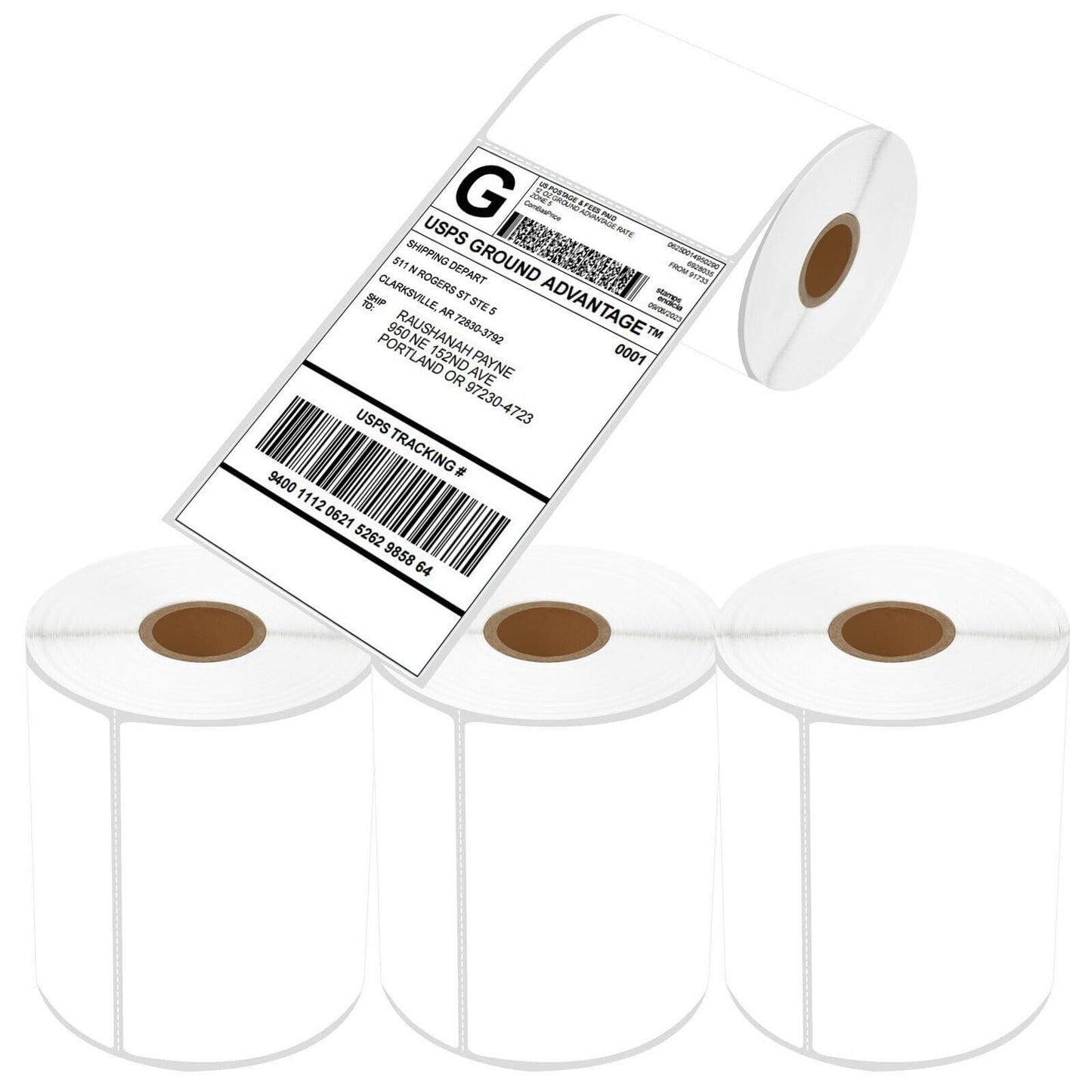 NineLeaf 4 Rolls 4"x 6" Direct Thermal Printing Blank Paper Shipping Labels Compatible for Zebra TLP-2844 ZP-450 GK420T GX420T GX430T GK420D GC420D GC420T Label Printer (250 Labels per roll)