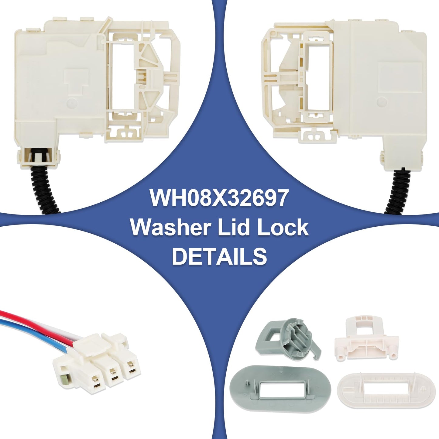 290D3070P002 WH08X32697 Lid Lock Switch Assembly Compatible with Parts of GE HotPoint Washing Machine, GTW220ACK1WW GTW220ACK2WW GTW220ACK3WW GTW220ACK4WW GTW220ACK5WW GTW330ASK0WW GTW330ASK1WW