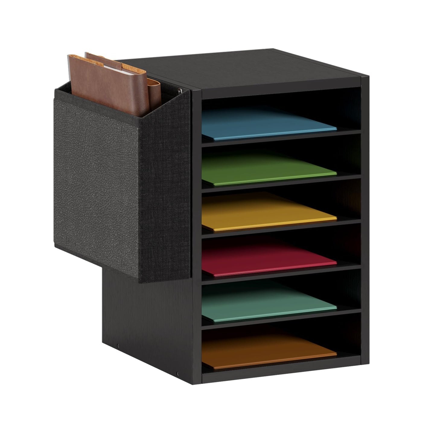 Unionly, Literature Organization Paper Storage Slot, Office Desk File Organizer, Desktop Wood Mailbox For Teacher Classroom, 6 Tier Adjustable Countertop Mail Sorter, Mailboxes With Name Slots, Black