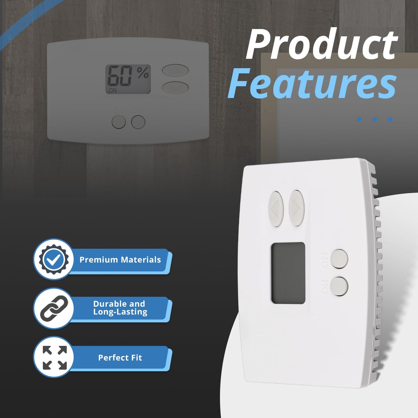 76 Digital Wall Mount Dehumidifier Control Compatible with 1800 Series & E-Series Whole House Dehumidifiers, Wall Mounted 24V AC Thermostat & Humidistat