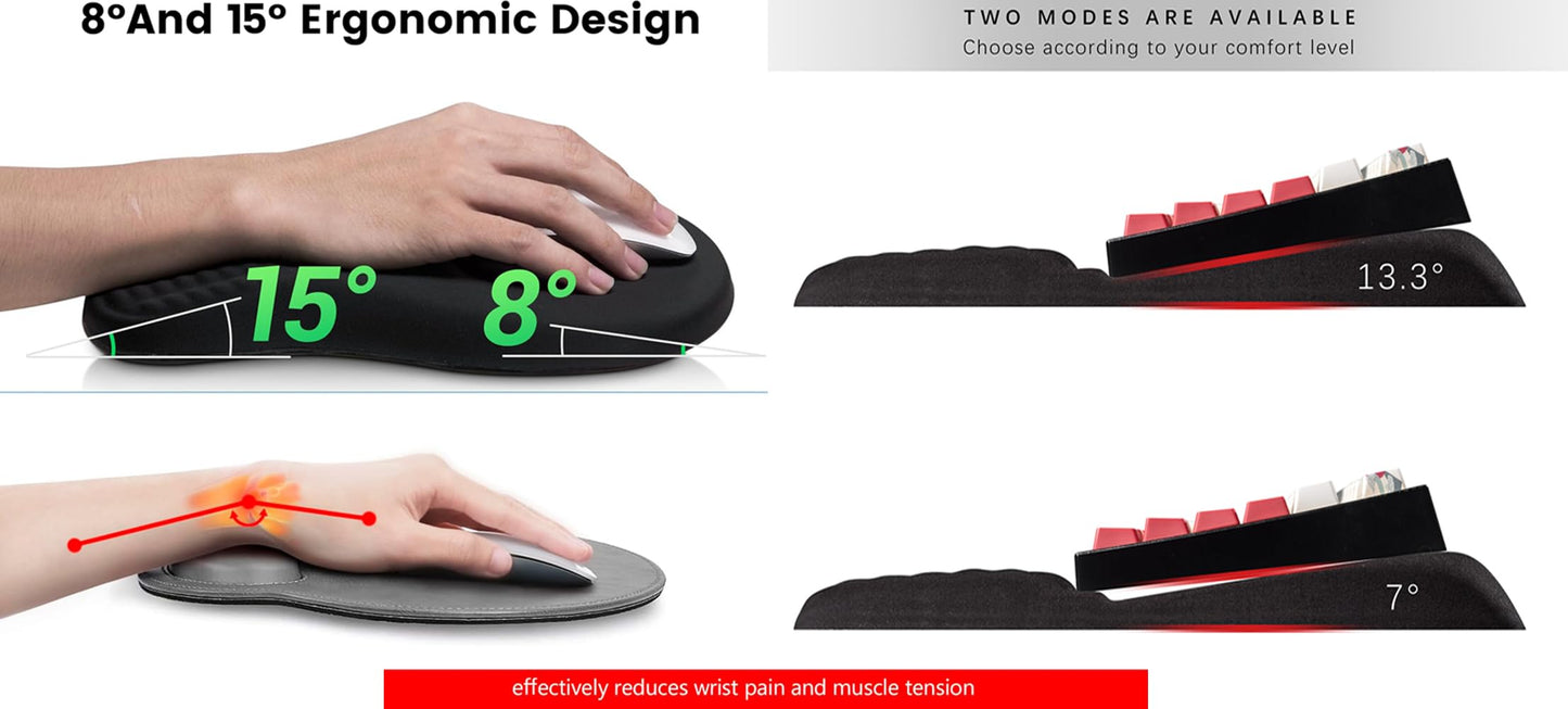 WENPIC Keyboard Wrist Rest -Ergonomic Keyboard Stand with Wrist Rest- with Carpal Tunnel Pain Relief Massage Bumps and Full Memory Gel Design - Ideal Frequent Computer (Black)
