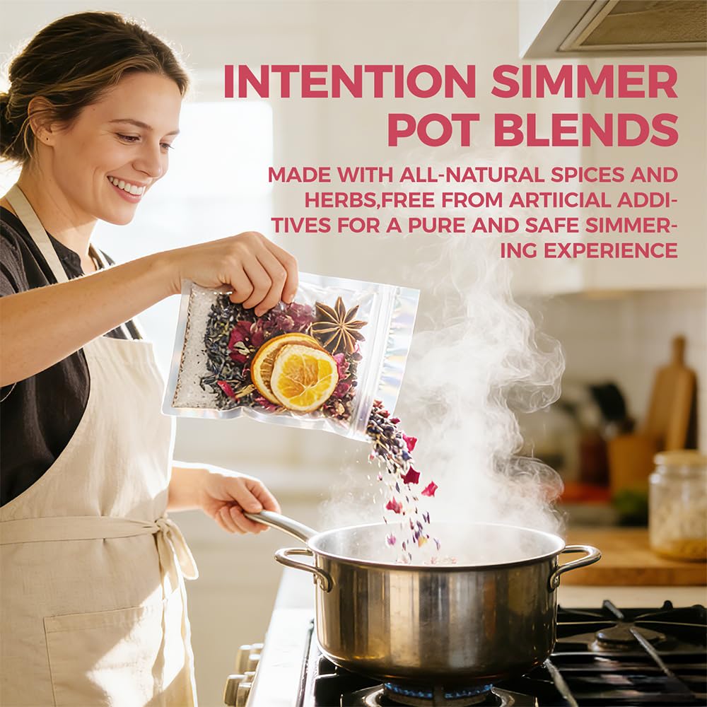 Simmer Pot Potpourri, Simmer Pot Mix, Intention Simmer Pot Blends, Stovetop Simmering Potpourri with Natural Ingredients for Hostess Gifts, Meditation & Ritual Spaces (6 pcs)