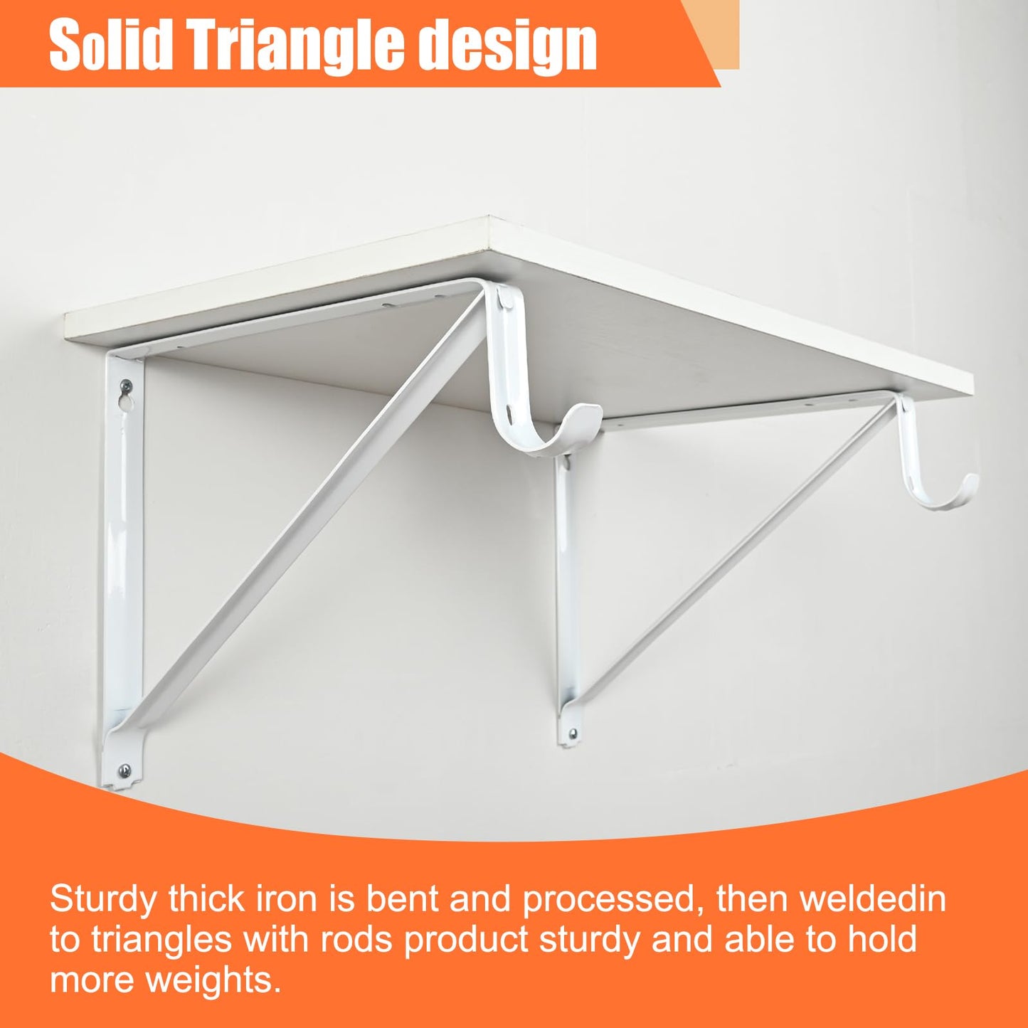 KOVOSCH 10 Pack Heavy Duty Closet Shelf & Rod Brackets, Wall Mounted Closet Shelf Brackets, 11 x 9.45 Inch Closet Shelf Brackets with Rod Support, White