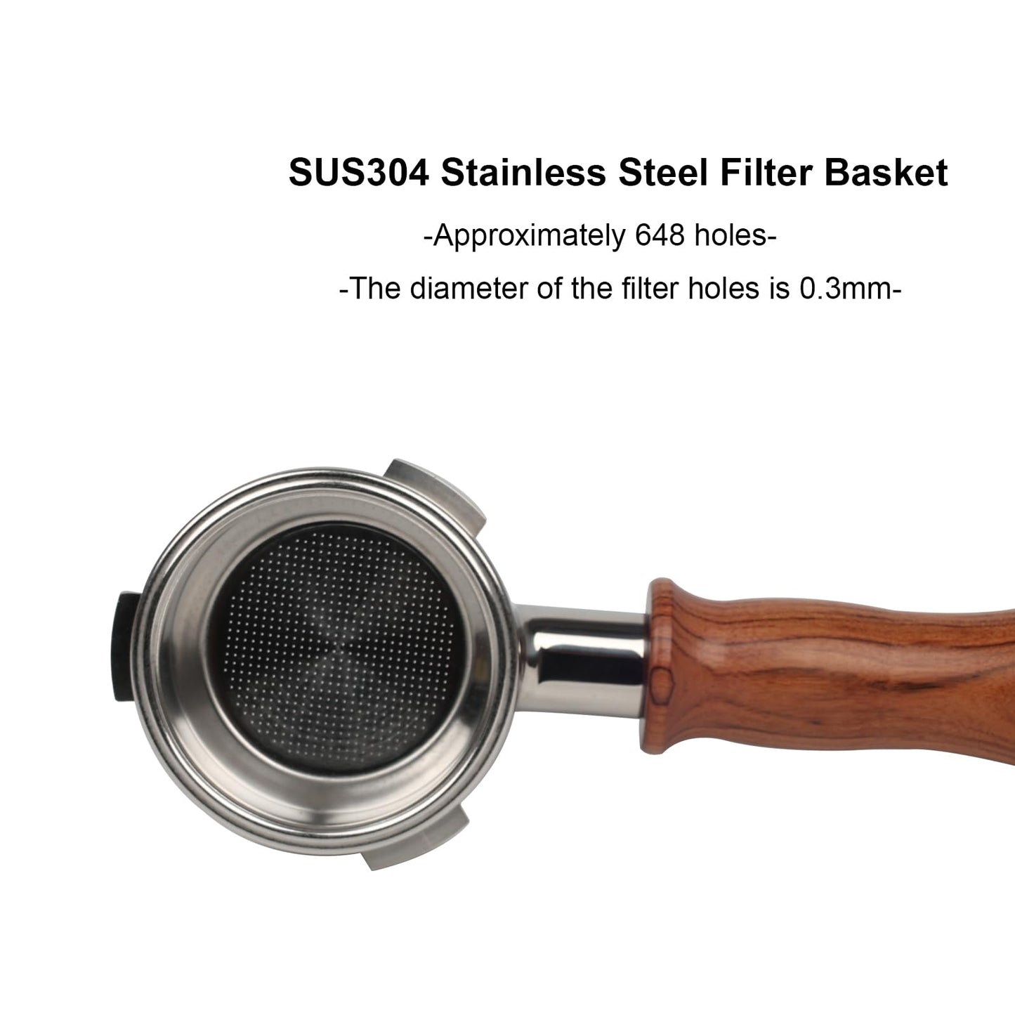 CAPFEI 58mm bottomless portafilter with 3 Ears Compatible with CASABREWS/Gevi 58mm Espresso Machines | with Stainless Steel Filter Basket and Wooden Handle