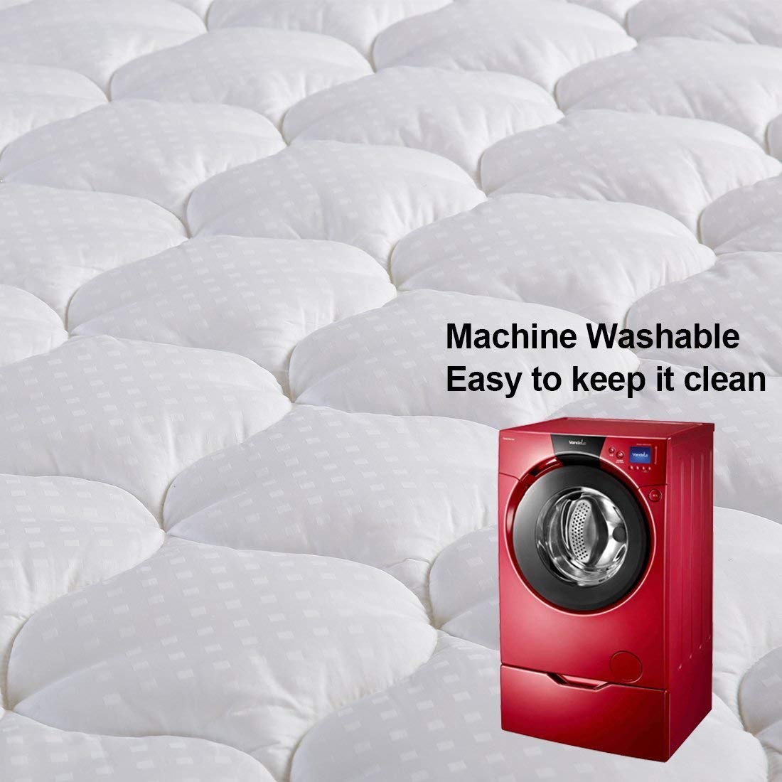 LEISURE TOWN Cotton King Mattress Pad Fitted Quilted Mattress Cover Pillow Top Mattress Topper Cooling Soft Breathable Mattress Protector with 8-21 Deep Pocket,Machine Washable (78x80 White)
