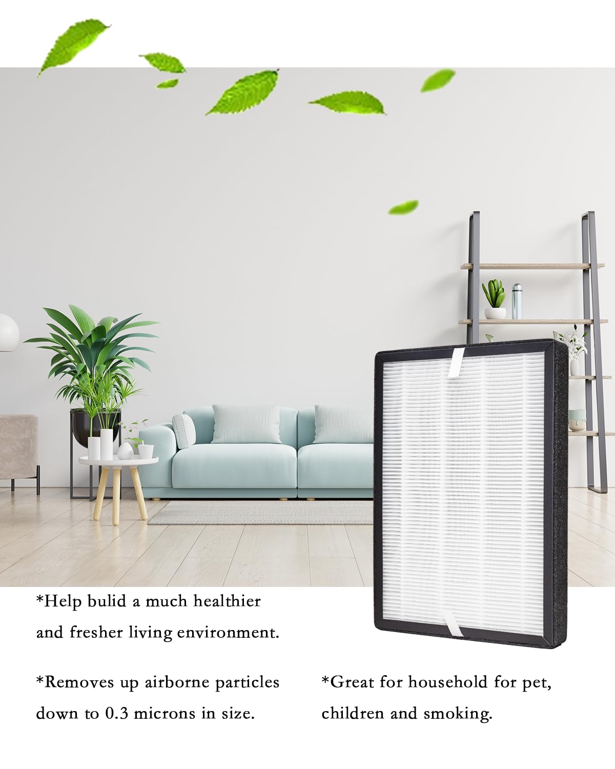 WOCASE 2-Pack GL-FS32 Replacement Filter, 3-in-1 H13 True HEPA Filtration Compatible with MOOKA®/KOIOS® GL-FS32 and Azeus® GL-FS32 Air Purifier