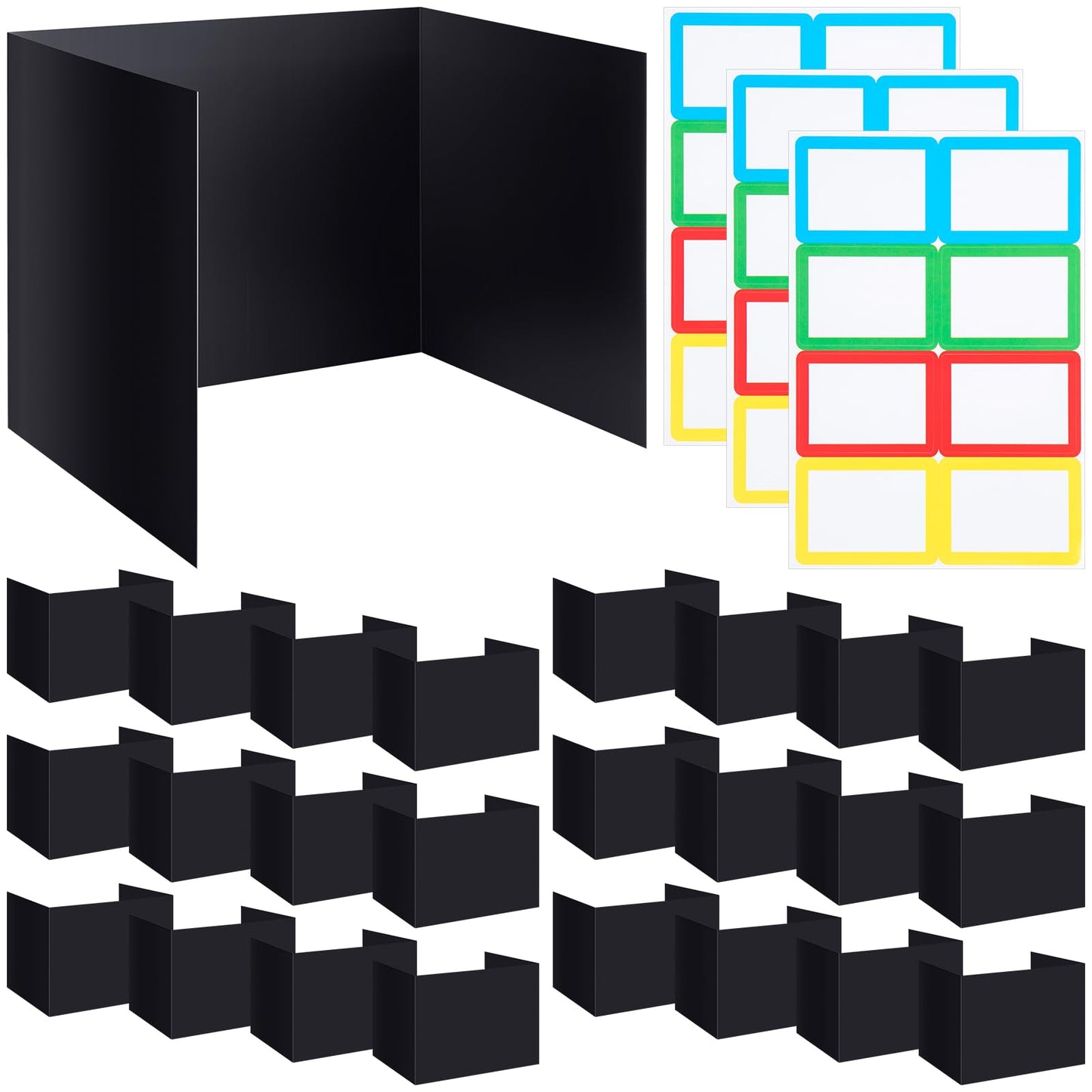 Crtiin 24 Pcs Privacy Folders for Students Desk Dividers Standard School Privacy Cardboard Board Testing Dividers Shield for Classroom Teacher Supplies Keep Eyes from roving(Stylish,Black)