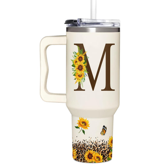 SUFAVN Personalized Mothers Day Gifts - Sunflower Gift For Women - Mothers Day Gifts For Sister, Daughter, Wife, Grandma - Mothers Day, Birthday Gifts For Mom, Her, Friend - Monogrammed Tumbler 40oz