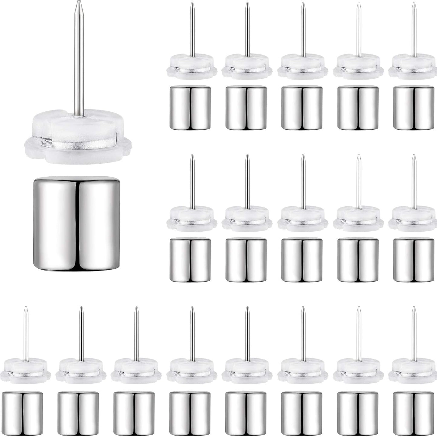 Outus 100 Sets Magnetic Push Pin Magnet Thumb Tack Poster Hanger Thumb Tacks for Wall School Supplies Classroom Decoration Bulletin Boards (Silver)