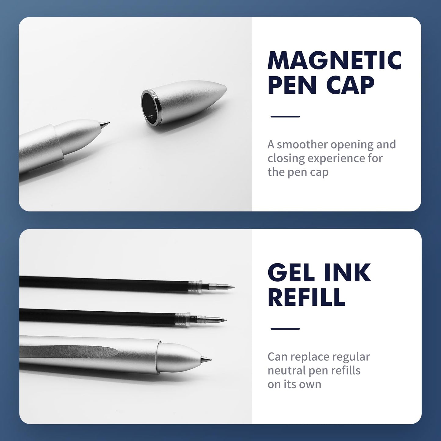 Magnetic Floating Pen with Spiral Stand, Silver, Levitating Display,Luxury Aluminum Alloy,Futuristic Design,Pen for Women &Men,Desk Decor,Gift for Boss,Boyfriend,Leader