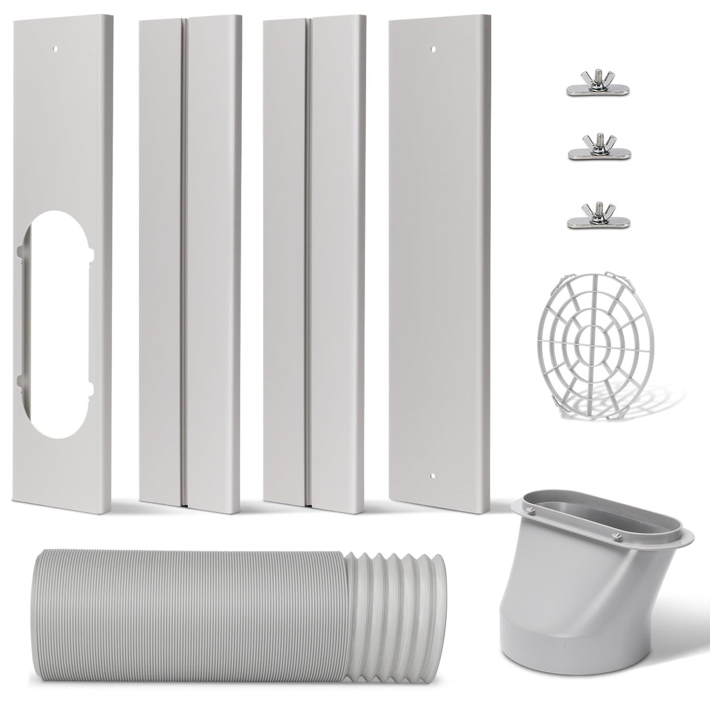 Portable AC Window Slide Kit with Exhaust Hose, Adjustable Window Seal for Air Conditioner Unit, Universal Sliding AC Vent Kit with 5.9” Round Coupler