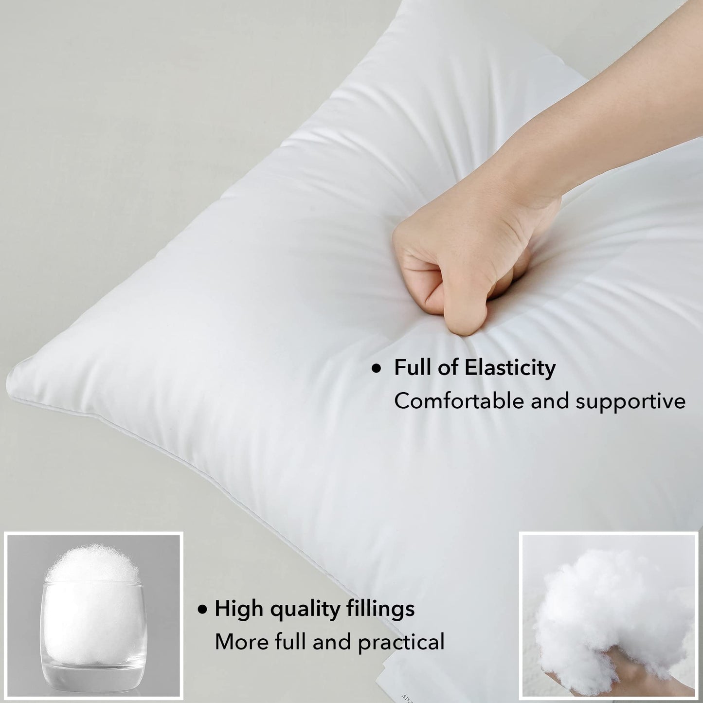 FAVRIQ 20 x 20 Pillow Inserts (Set of 2) - 20 Inch Square Interior Couch Throw Pillow with 100% Cotton Cover - Decorative Pillow Insert Pair - White Sofa Pillow