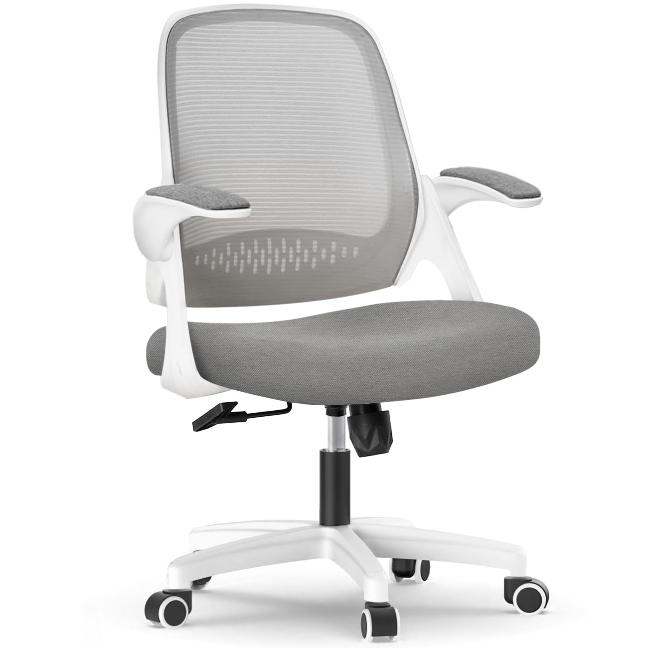 NEO CHAIR Office Desk Gaming Ergonomic Computer Chair with Lumbar Back Support Adjustable Height Swivel Rolling Wheels Flip-up Arms Mesh Chair for Home Vanity (Grey)