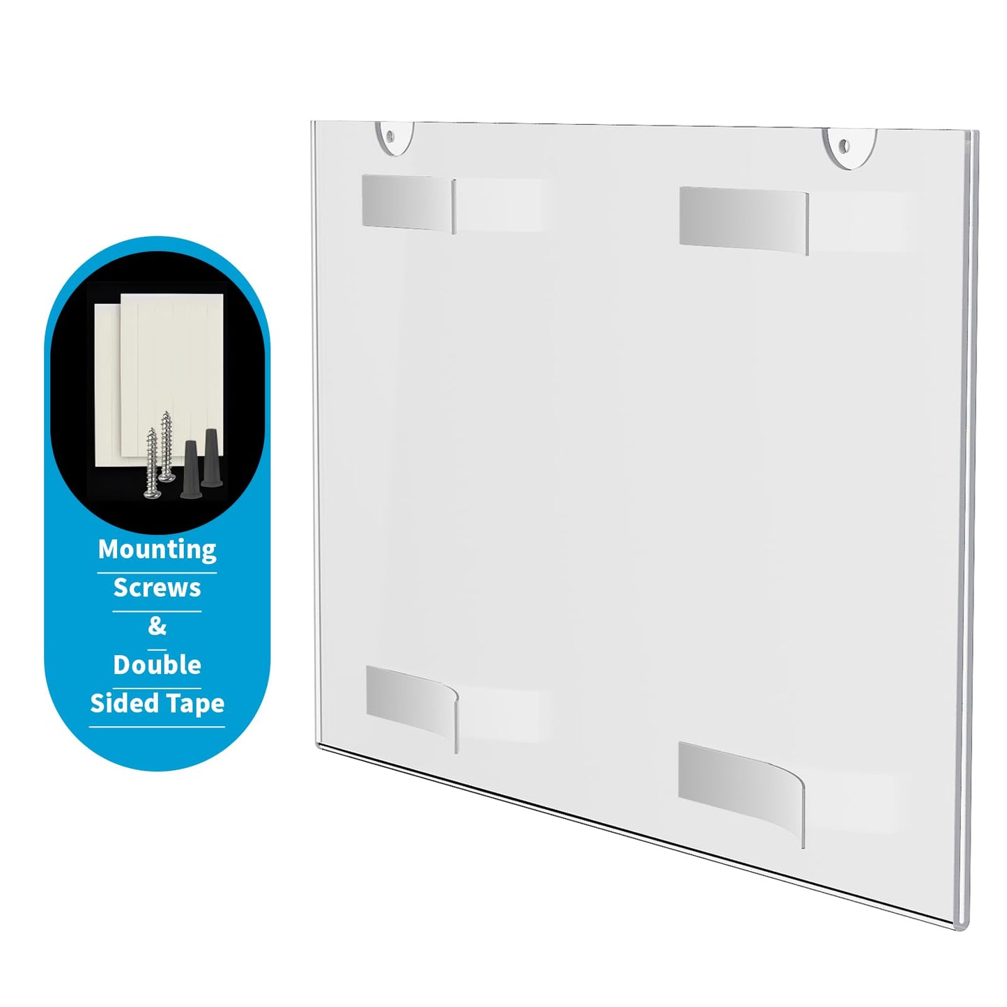 PecMuikee Acrylic Sign Holder 17 x 11 Inch, Wall Mount Sign Holders Clear Plastic Picture Frame with Adhesive Tapes and Mounting Screws for Office, Home, Store, Restaurant, Landscape, 6 Pack