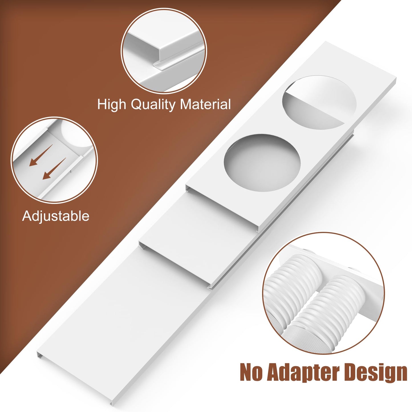 BJADE'S Dual Hose Portable Air Conditioner Window Seal Kit for 5in Portable AC Exhaust Hose with Insulating Sealing Tape,Adjustable Portable AC Window Vent Kit Length from 17" to 47"