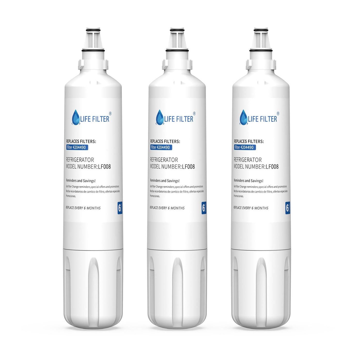 Lifefilter Water Filter Replacement for Sub-Zero 4204490, 4290510, 9030868 Refrigerator Water Filter, 3 Pack