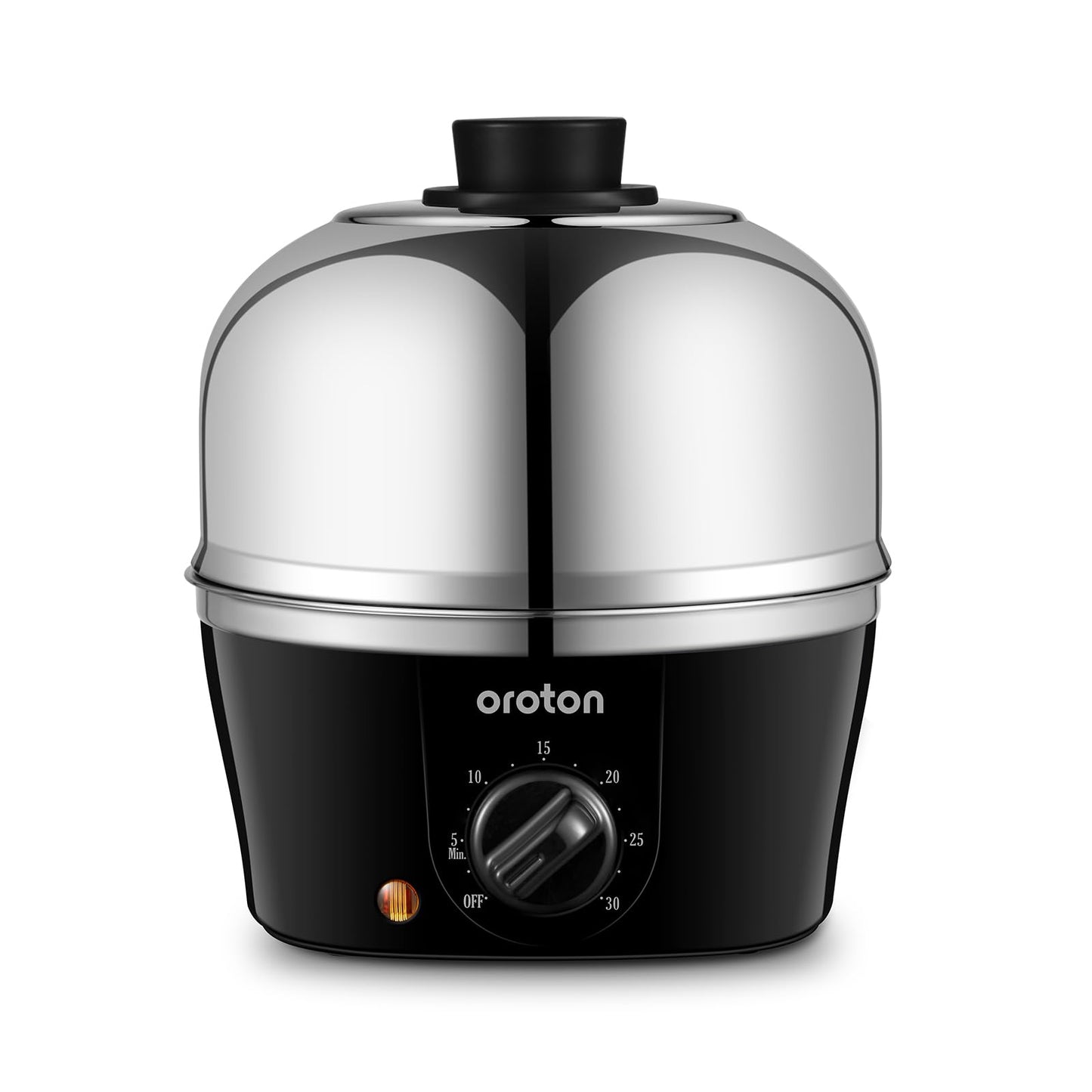 Oroton 9-Egg 304 Stainless Steel Egg Cooker – Steam & Boil Eggs with Timer, Automatic Shut-Off & 3 Cooking Modes (Black)(Hard/Medium/Soft)