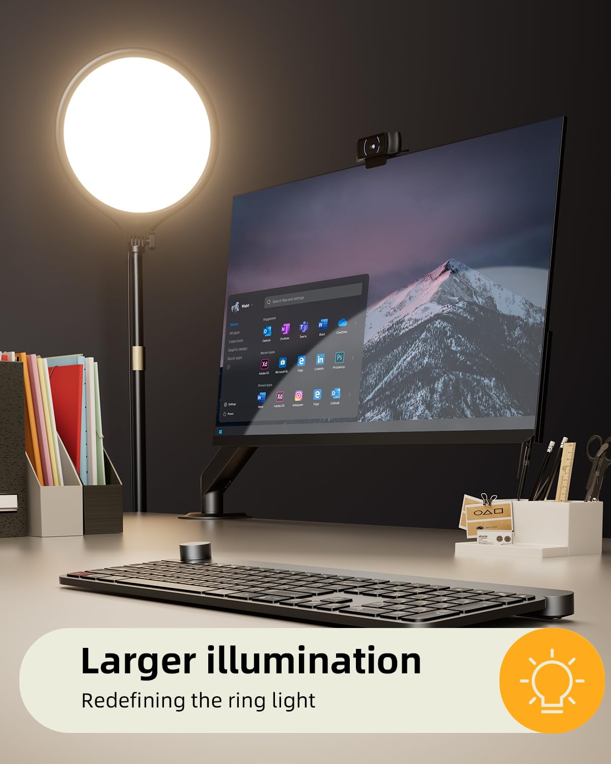 10.5" Ring Light with Stand and Phone Holder - 72" Tripod for iPhone with Light, Professional Led Ringlight for Video Recording/Make up/Streaming, Full Screen Light Ring for YouTube, Tiktok (Black)