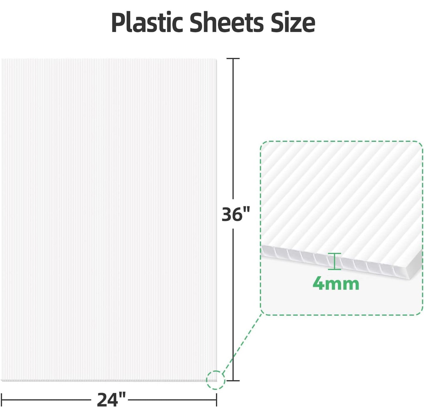 VAIIGO Plastic Sheets 24" x 36", 4mm Blank Yard Lawn Signs, 4 Pack Plastic Poster Board, Coroplast Sheets for Garage Yard Sale Sign, A-Frame, Warnings, Divider, Crafts, Packing