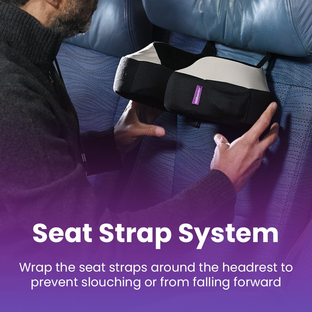Cabeau Travel Neck Pillow for Airplanes - The Neck's Evolution TNE S3 - Supportive Memory Foam Design for Long Haul Flights with Attachable Seat Straps and 360 Support in Berlin Grey