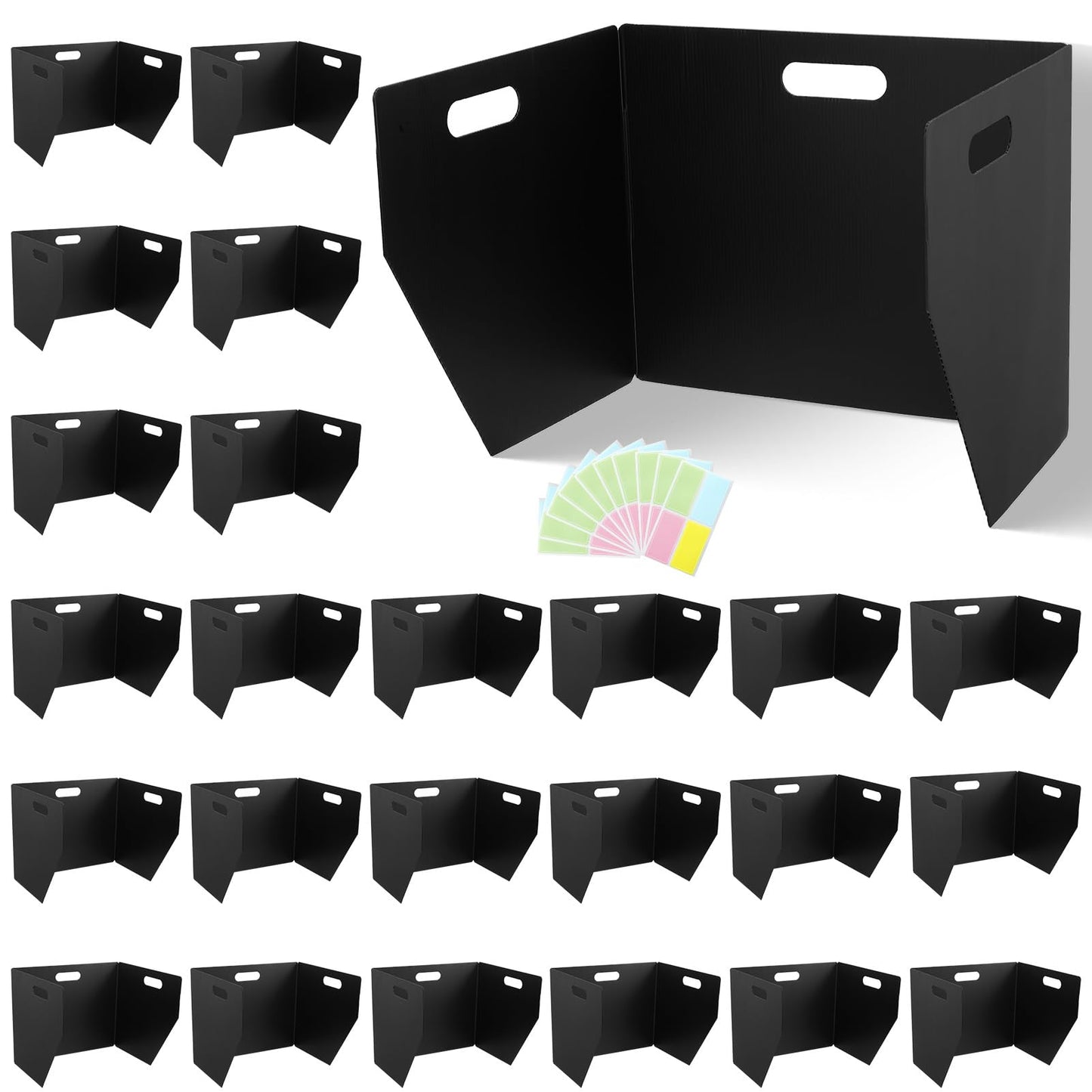 24-Pack Plastic Desk Dividers for Students, Privacy Folders for Students - Durable & Easy-to-Clean Privacy Panels with 40 Labels & Light Holes, Testing Dividers for Classroom - Classroom Must-Haves