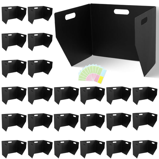 24-Pack Plastic Desk Dividers for Students, Privacy Folders for Students - Durable & Easy-to-Clean Privacy Panels with 40 Labels & Light Holes, Testing Dividers for Classroom - Classroom Must-Haves